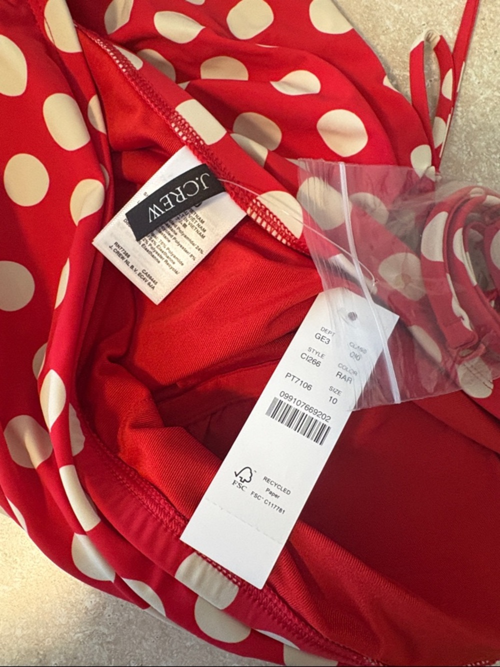 J. Crew Red and White Polka Dot One-Piece Swimsuit - Picture 3 of 5